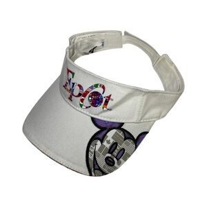 Disney Epcot World Showcase Sun Visor One Size White Adjustable Mickey Flags